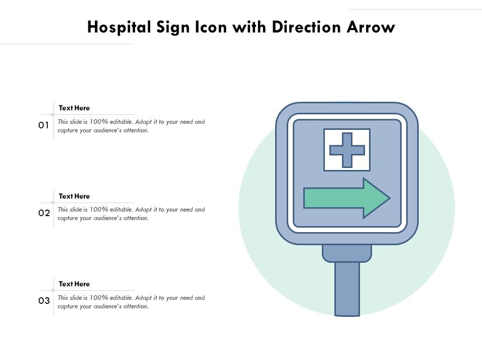 Hospital sign icon with direction arrow Slide01