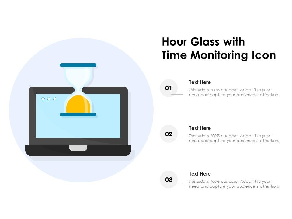 Hour glass with time monitoring icon Slide01