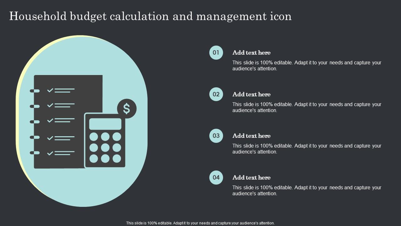 Household Budget Calculation And Management Icon Slide01