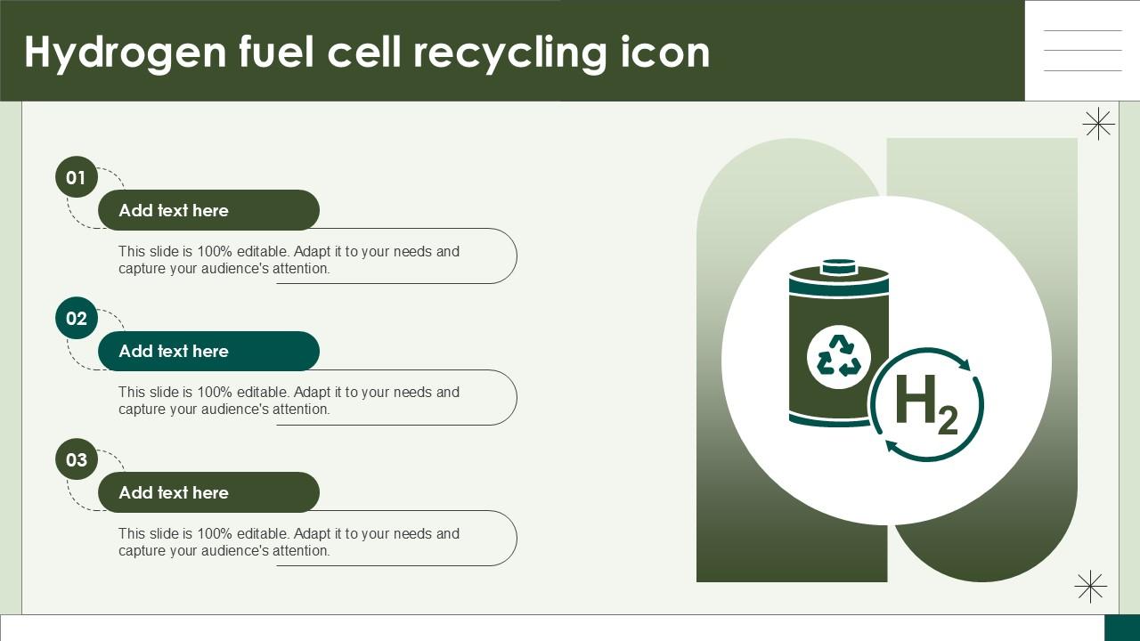 Hydrogen Fuel Cell Recycling Icon Ppt Sample