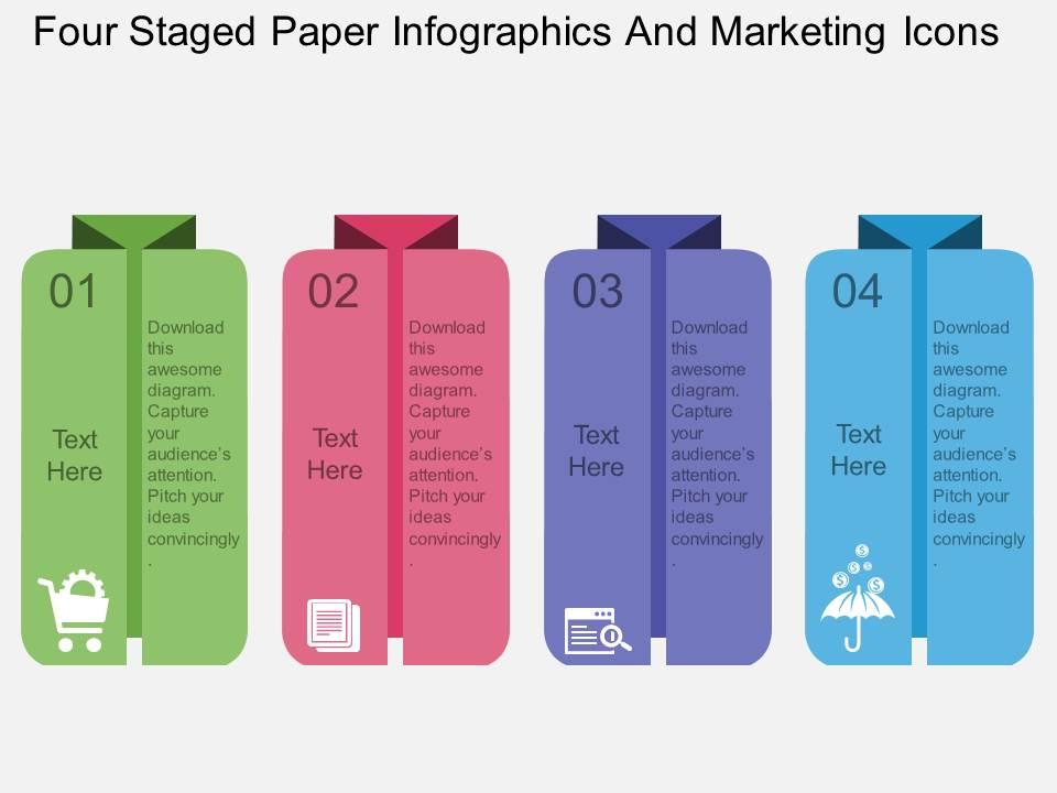 Ic four staged paper infographics and marketing icons flat powerpoint design Slide01