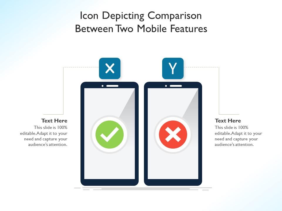 Icon depicting comparison between two mobile features Slide01