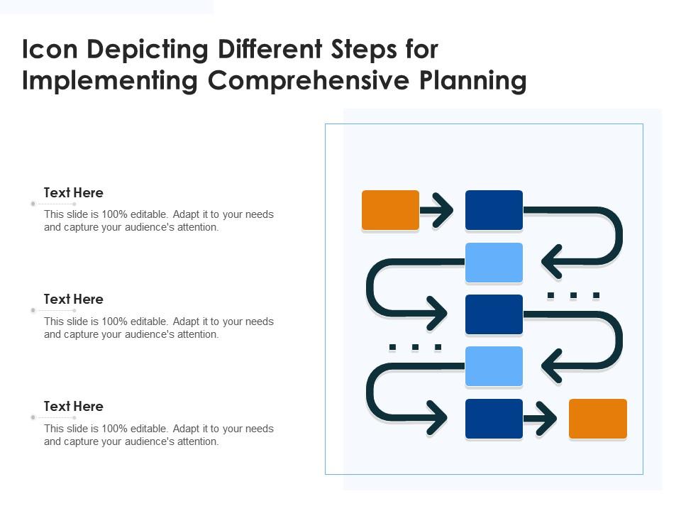 Icon depicting different steps for implementing comprehensive planning Slide01