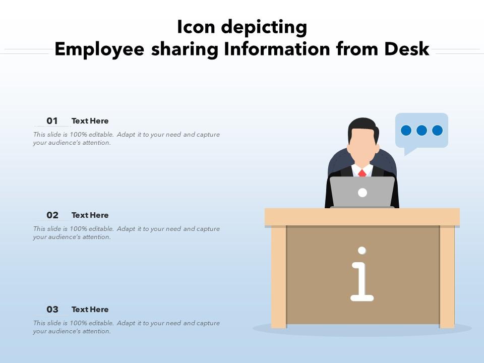 Icon depicting employee sharing information from desk Slide01