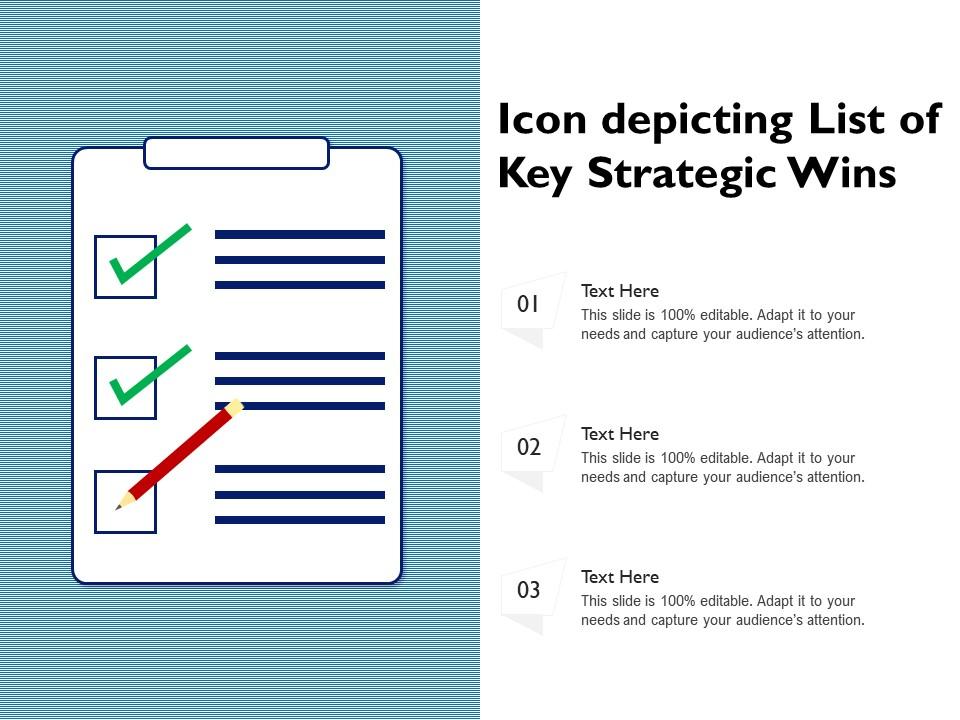 Icon depicting list of key strategic wins Slide01