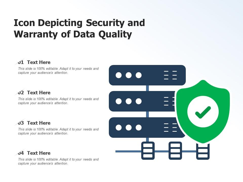 Icon depicting security and warranty of data quality Slide01