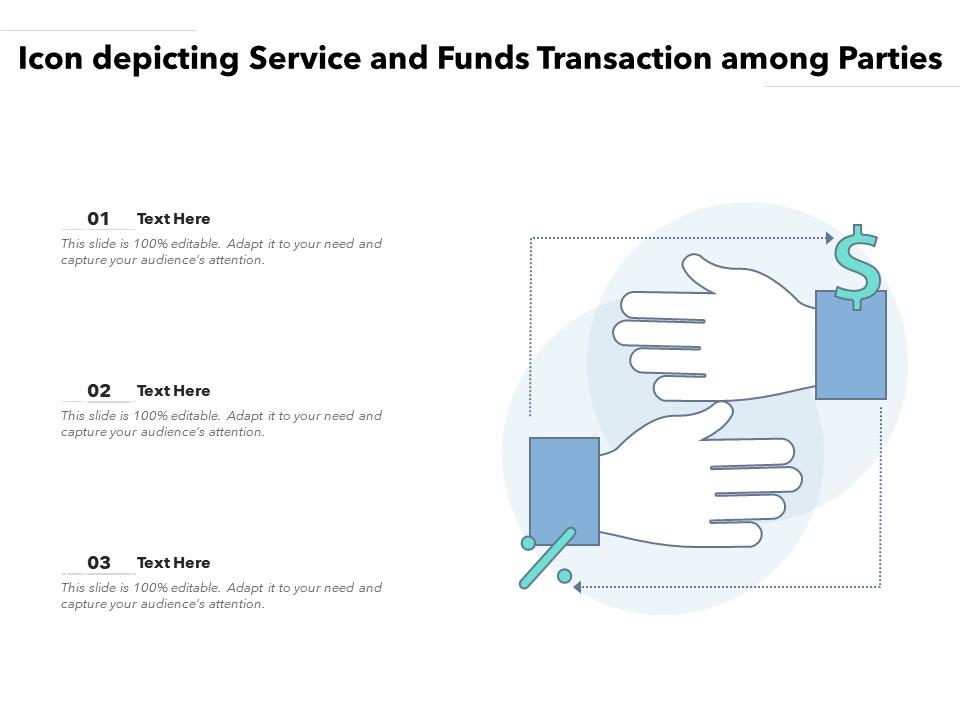 Icon depicting service and funds transaction among parties Slide01