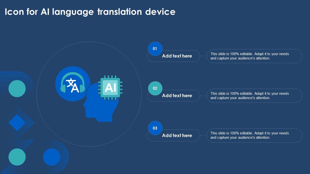 Icon For AI Language Translation Device Ppt Example