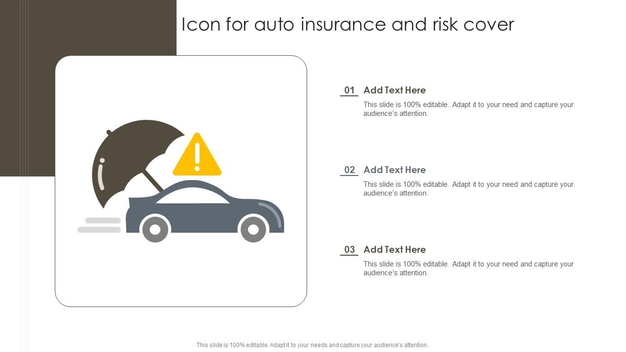 Icon For Auto Insurance And Risk Cover Slide01