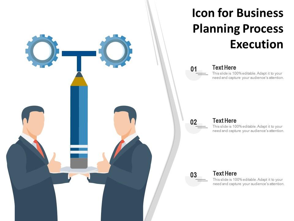 Icon for business planning process execution Slide01