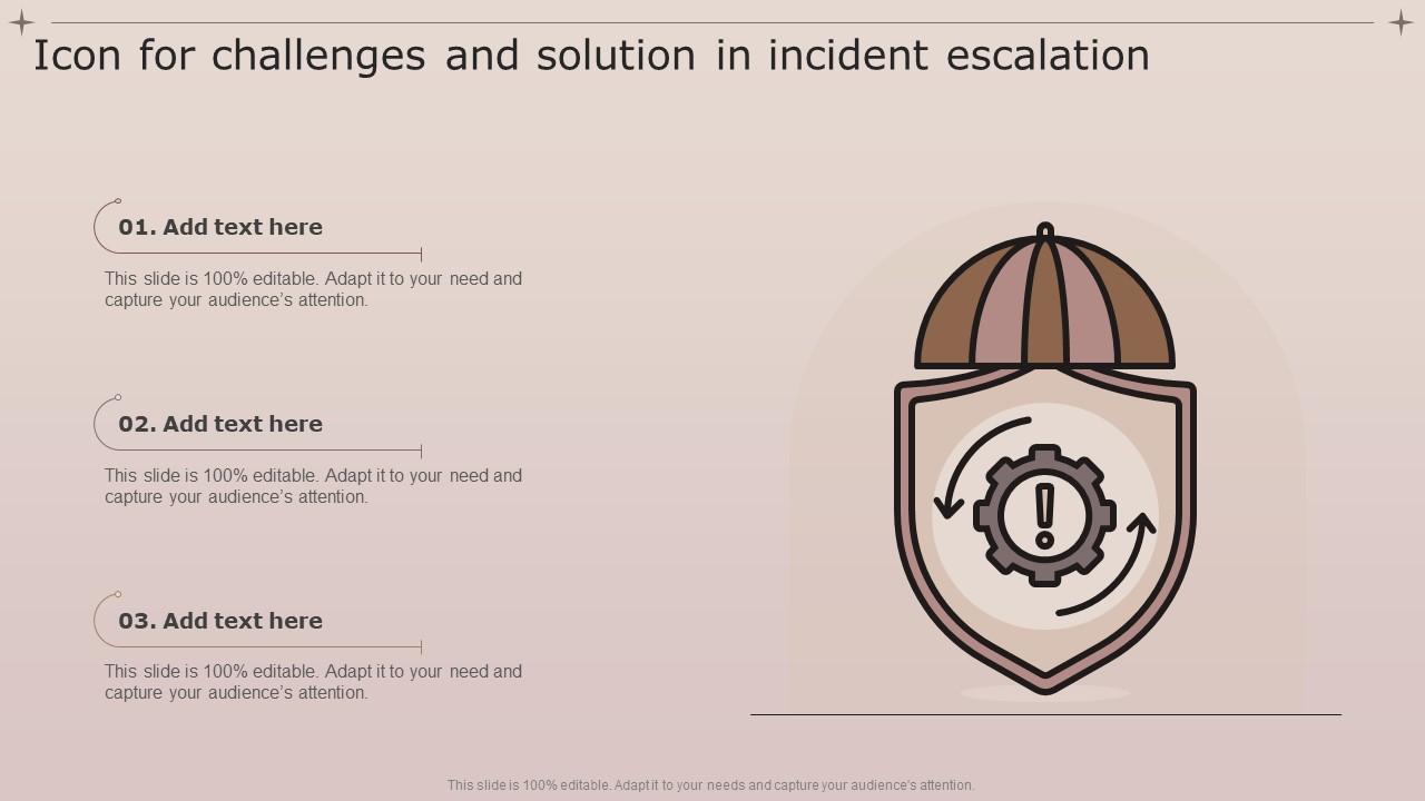 Icon For Challenges And Solution In Incident Escalation Slide01