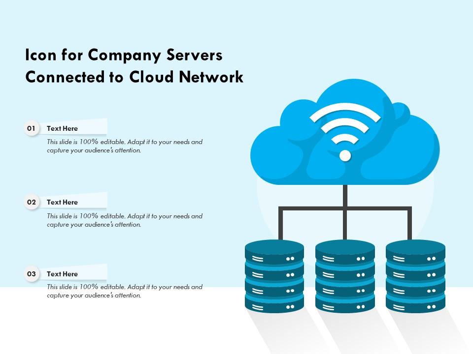 Icon for company servers connected to cloud network Slide01