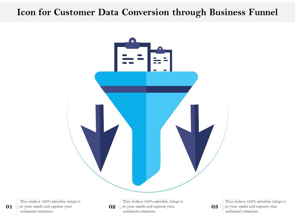 Icon for customer data conversion through business funnel Slide01