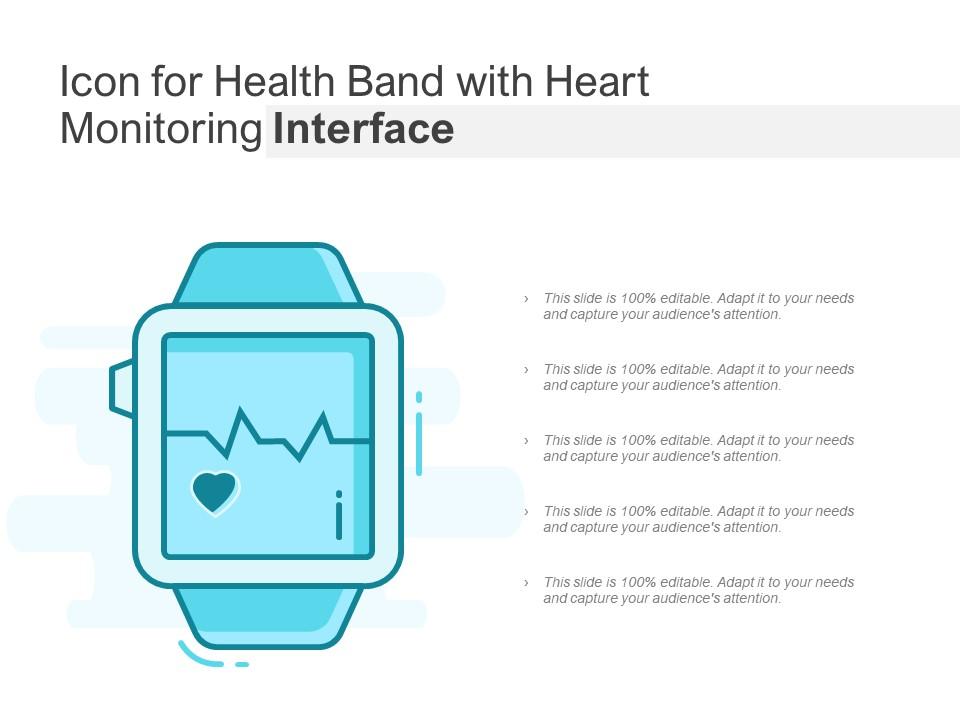 Icon for health band with heart monitoring interface Slide01