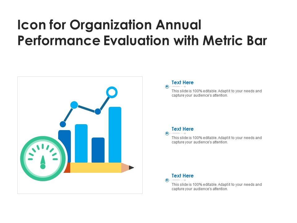 Icon for organization annual performance evaluation with metric bar Slide01