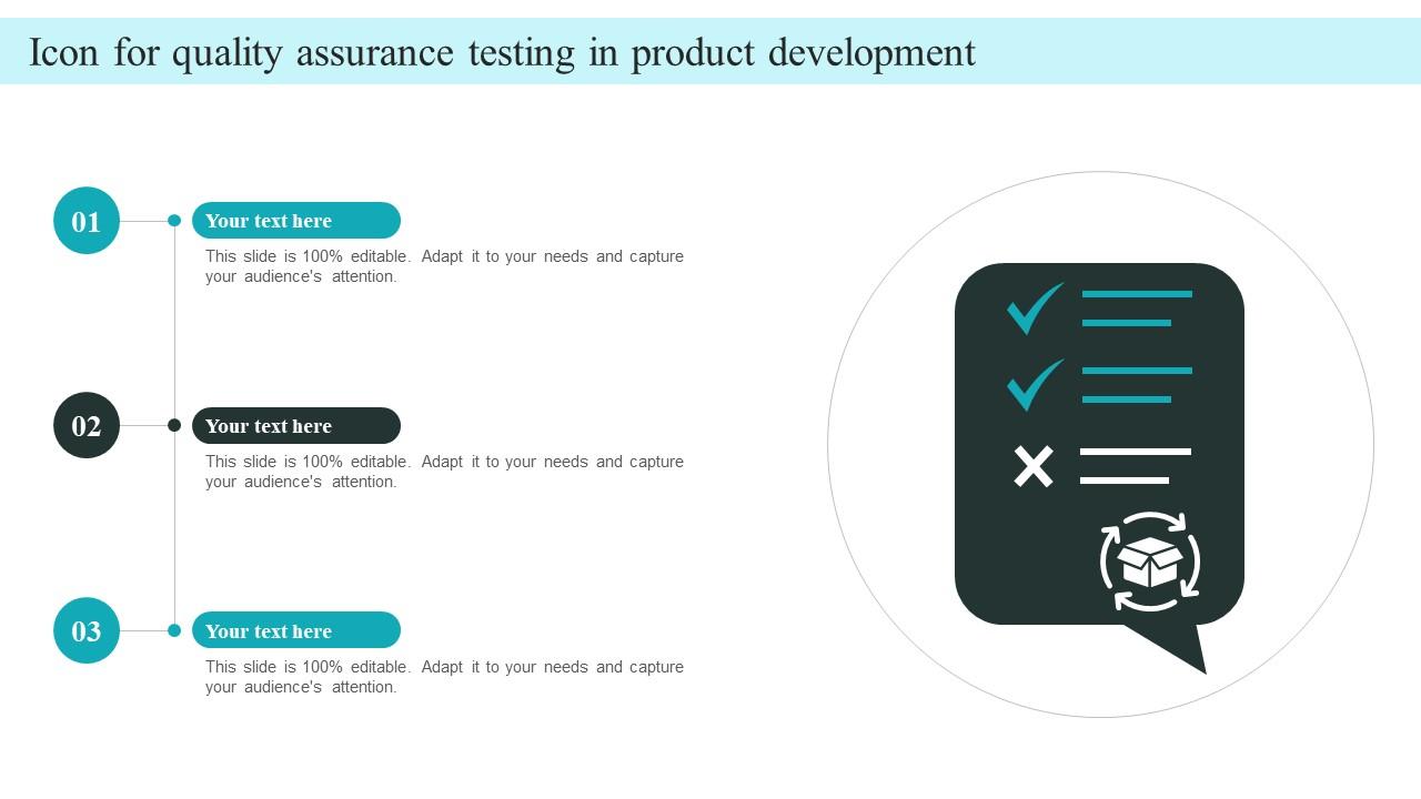 Icon For Quality Assurance Testing In Product Development Slide01