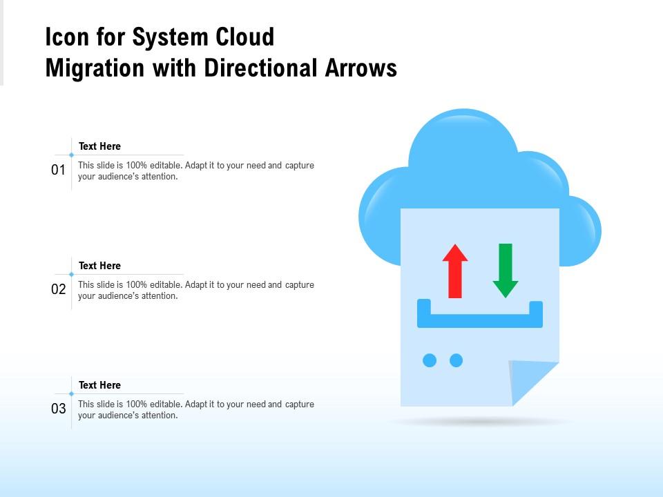 Icon for system cloud migration with directional arrows Slide01