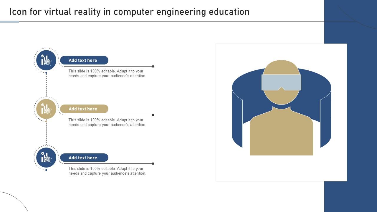 Icon For Virtual Reality In Computer Engineering Education Ppt Template