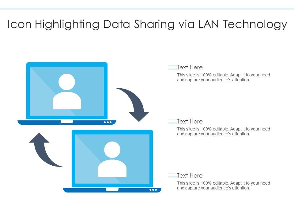 Icon highlighting data sharing via lan technology Slide01