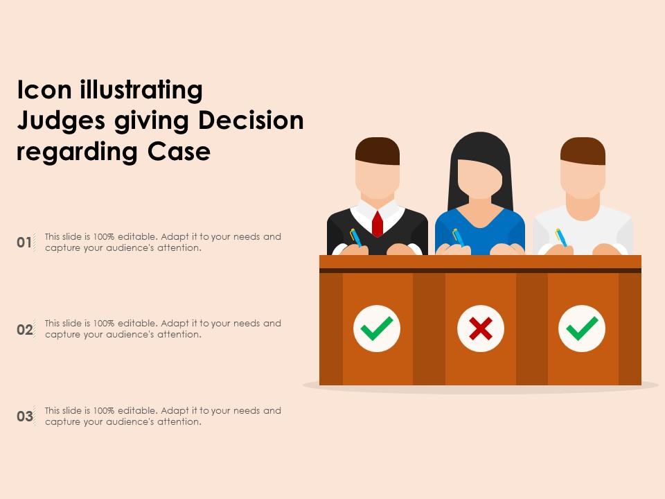Icon illustrating judges giving decision regarding case Slide01