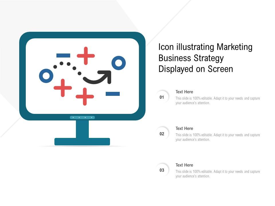 Icon illustrating marketing business strategy displayed on screen Slide01