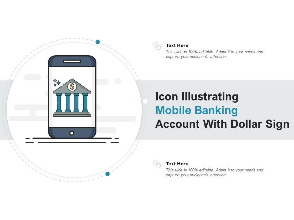 Icon illustrating mobile banking account with dollar sign Slide01