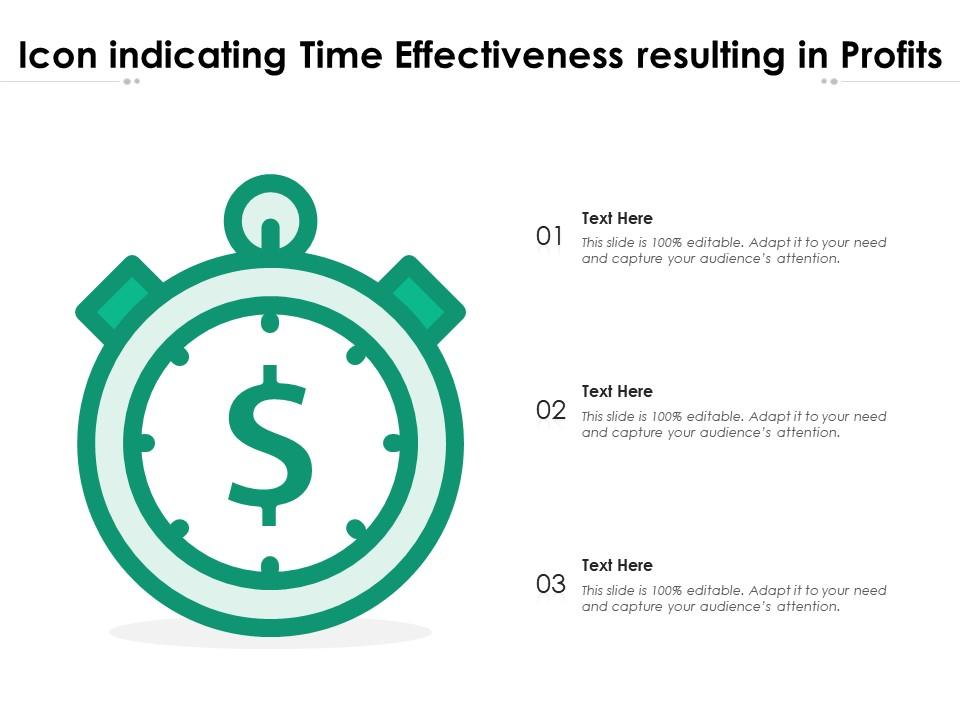 Icon indicating time effectiveness resulting in profits Slide01