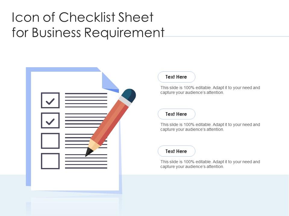 Icon of checklist sheet for business requirement Slide01