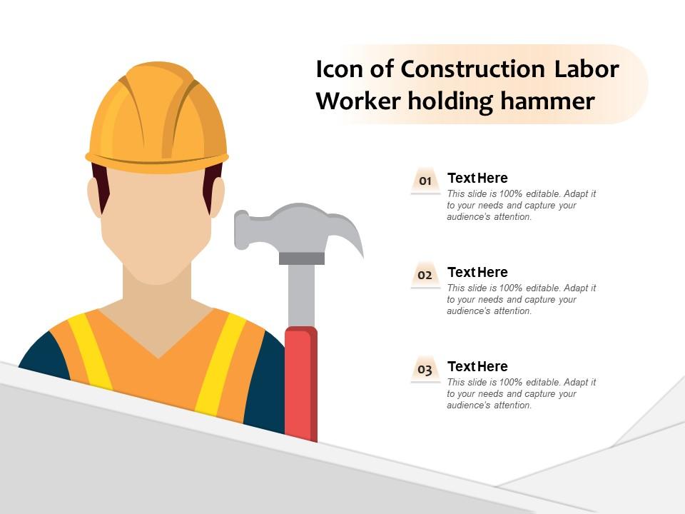 Icon of construction labor worker holding hammer Slide01