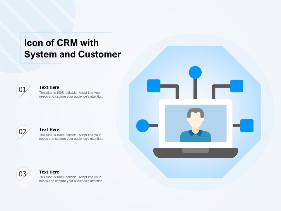 Icon of crm with system and customer Slide01