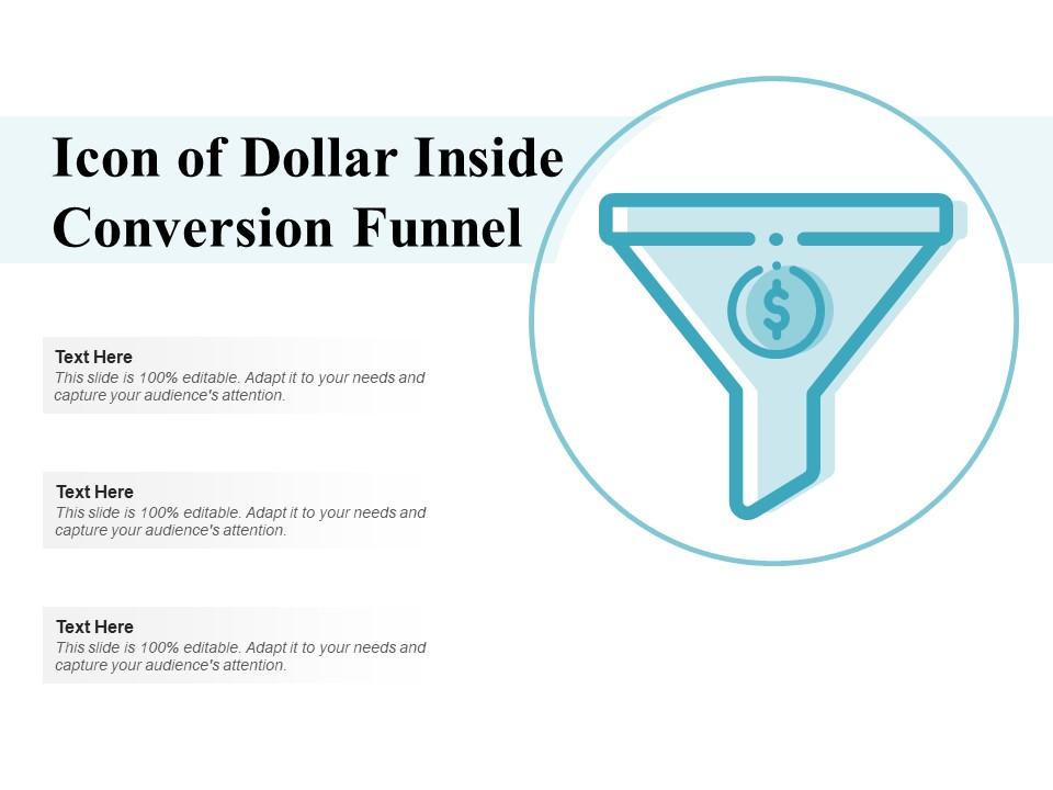 Icon of dollar inside conversion funnel Slide01