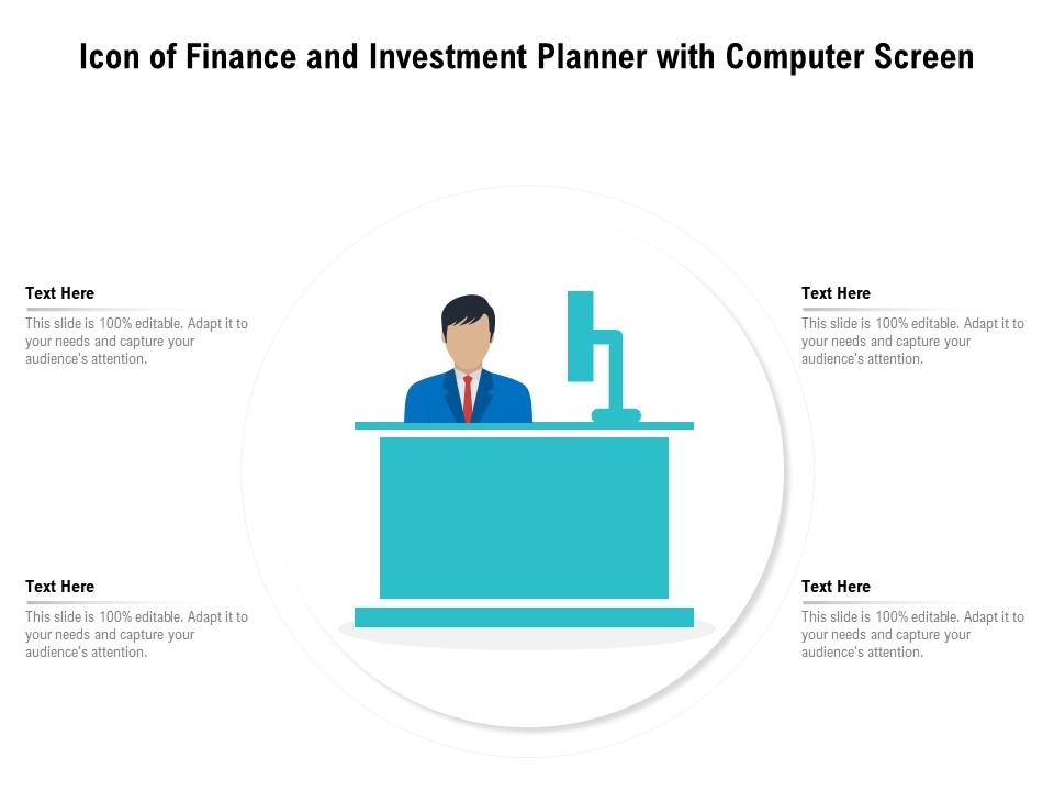 Icon of finance and investment planner with computer screen Slide01