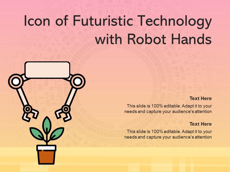 Icon of futuristic technology with robot hands Slide01