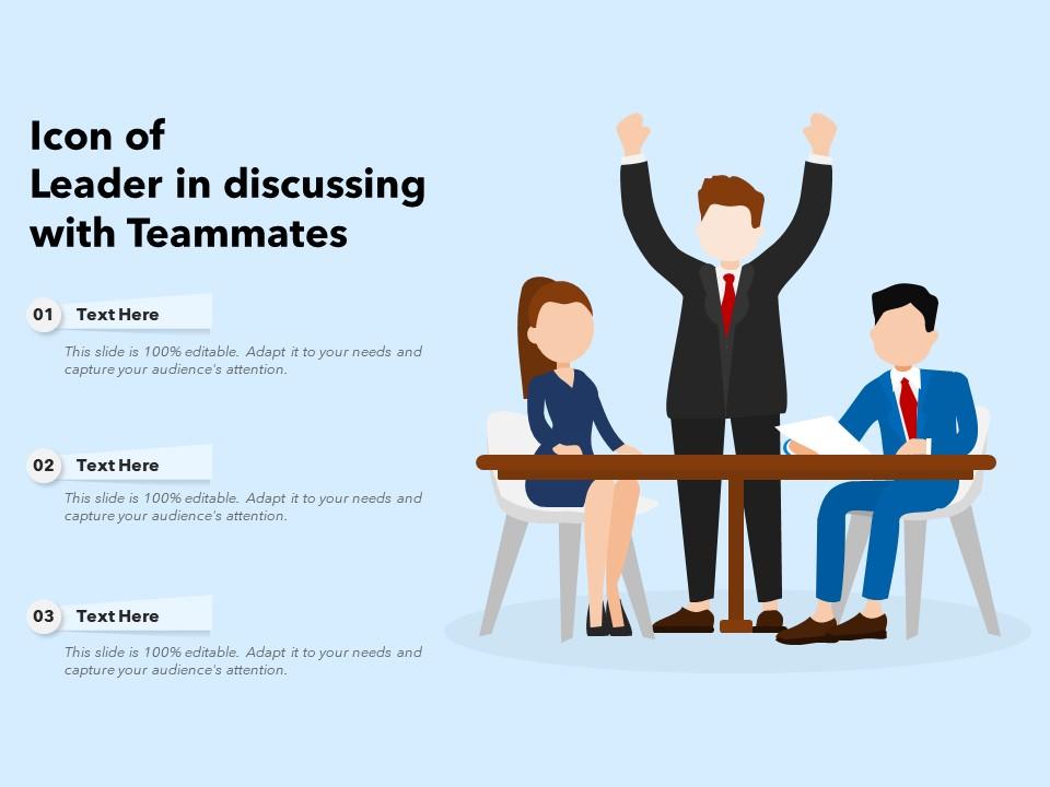 Icon of leader in discussing with teammates Slide01