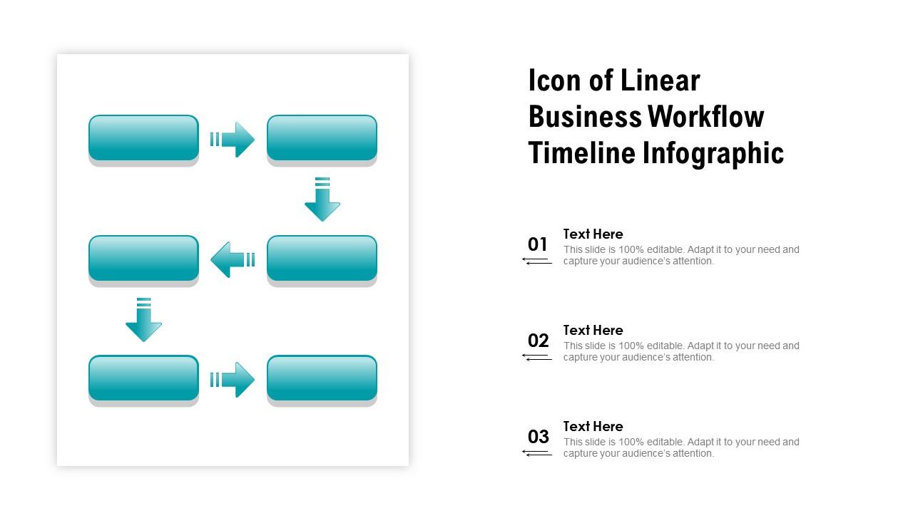 Icon of linear business workflow timeline infographic Slide01