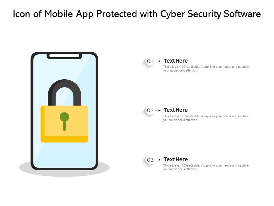 Icon of mobile app protected with cyber security software Slide01