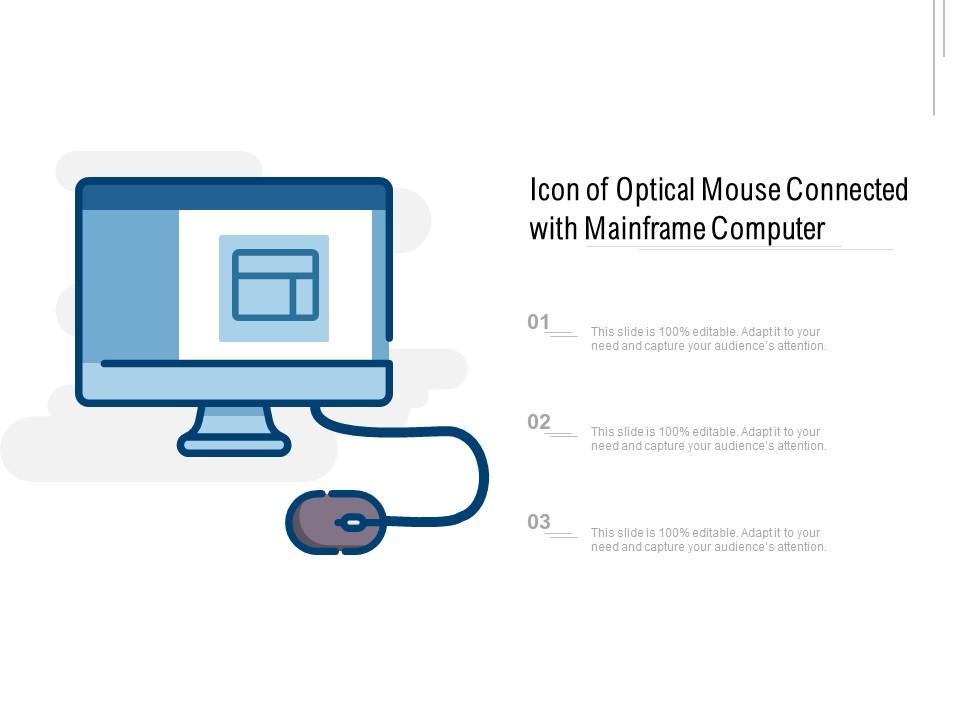 Icon of optical mouse connected with mainframe computer Slide01