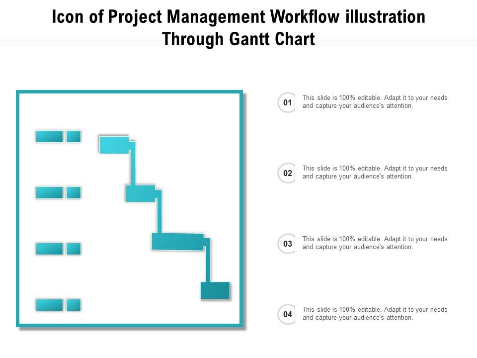 Icon of project management workflow illustration through gantt chart Slide01