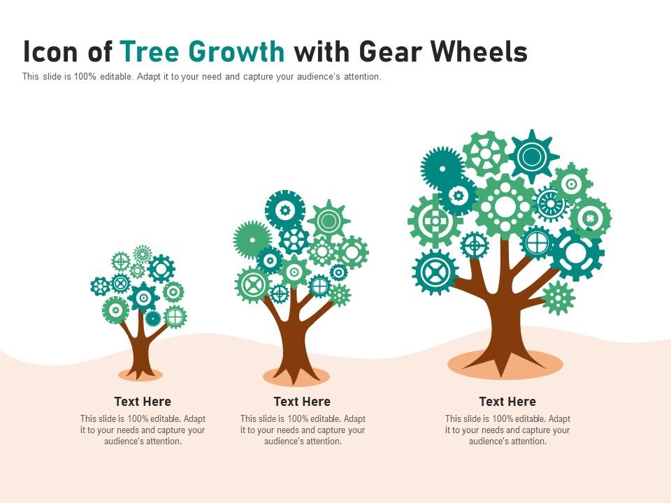 Icon of tree growth with gear wheels Slide01