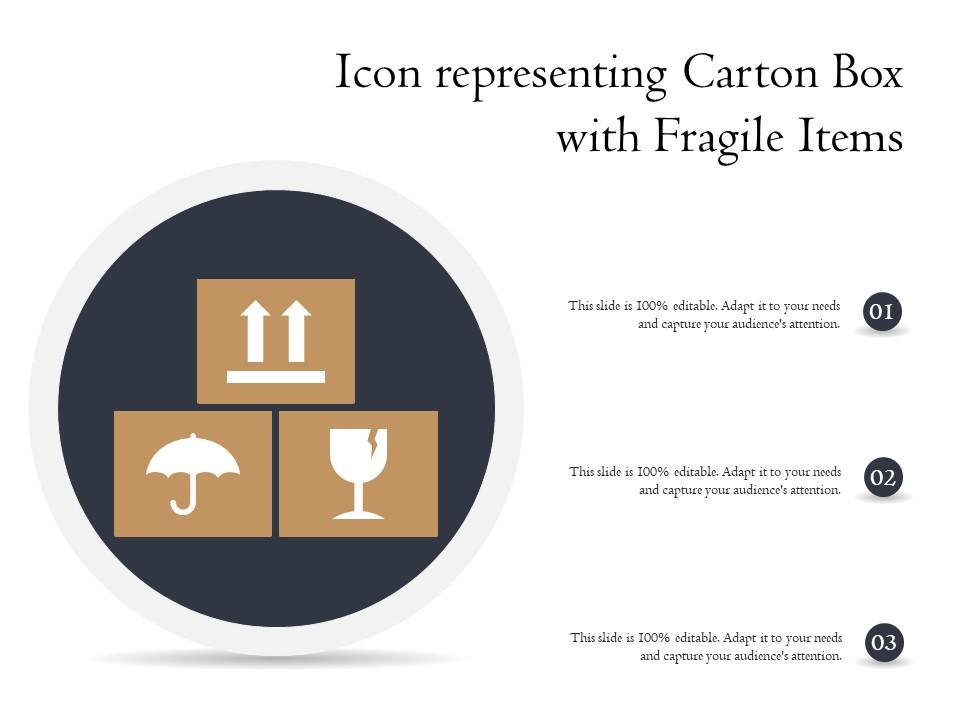 Icon representing carton box with fragile items Slide01