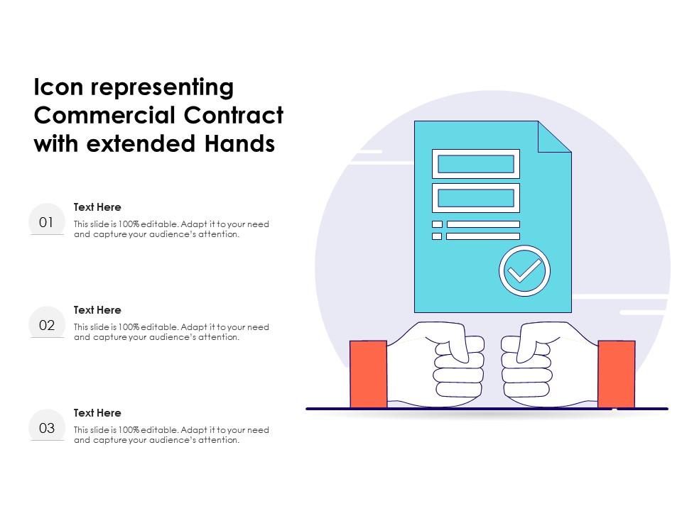 Icon representing commercial contract with extended hands Slide01