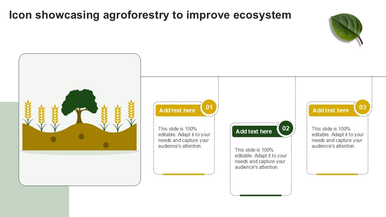 Icon Showcasing Agroforestry To Improve Ecosystem Ppt Sample