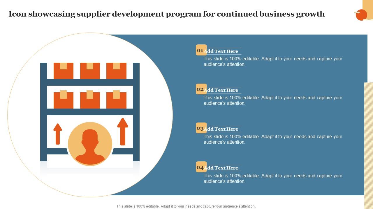 Icon Showcasing Supplier Development Program For Continued Business Growth Slide01