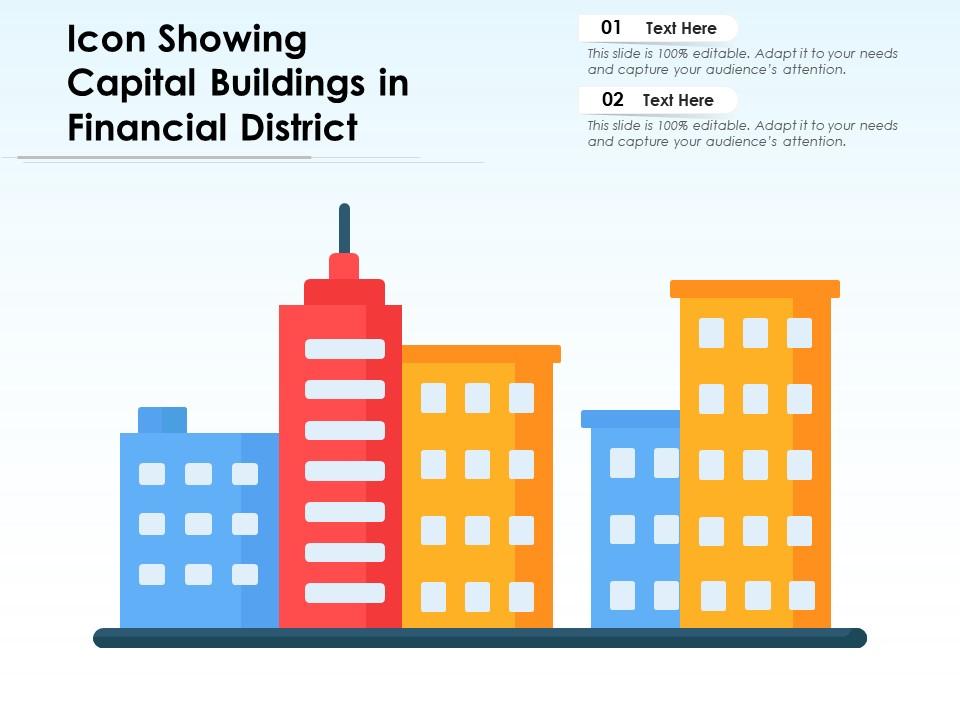 Icon showing capital buildings in financial district Slide01