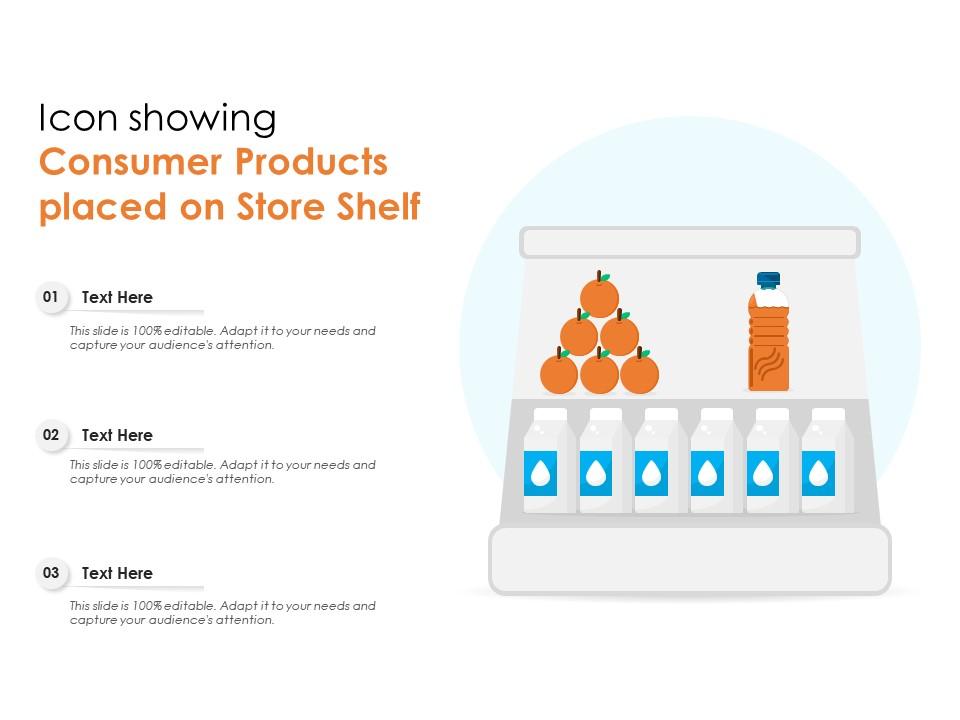 Icon showing consumer products placed on store shelf Slide01