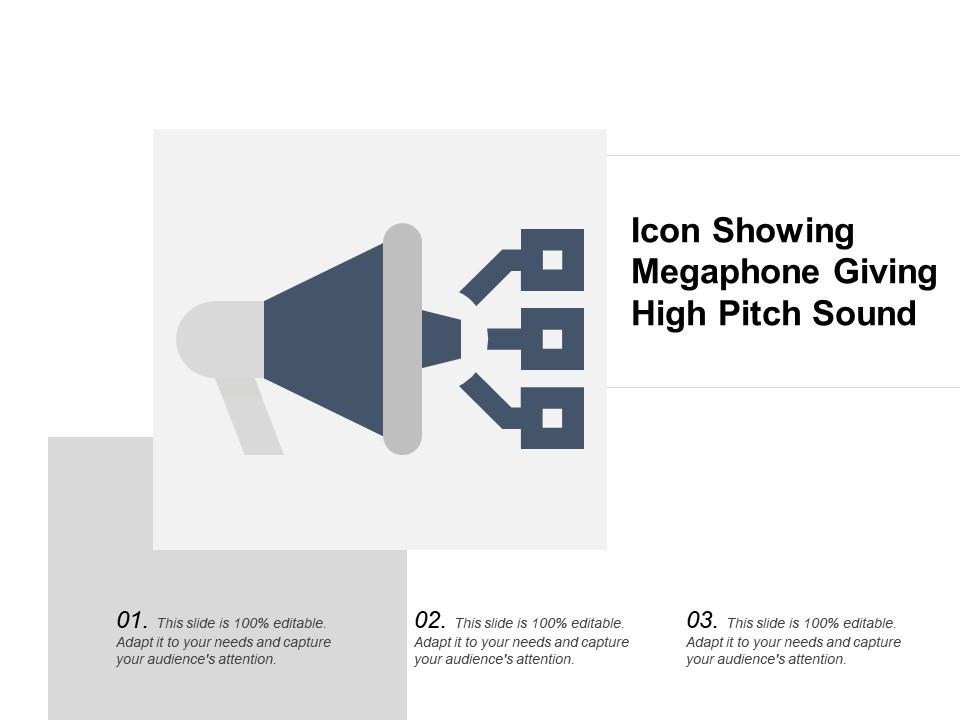 Icon showing megaphone giving high pitch sound Slide01