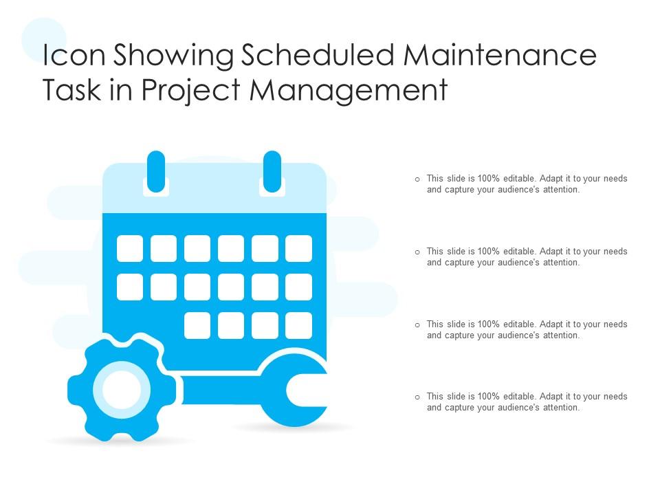 Icon showing scheduled maintenance task in project management Slide01