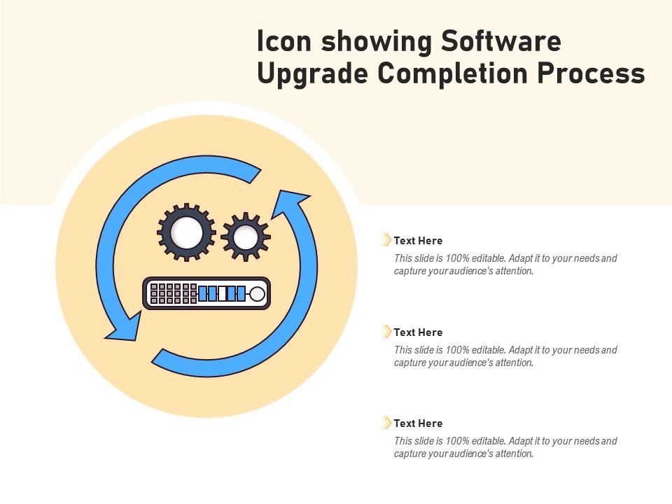 Icon showing software upgrade completion process Slide01