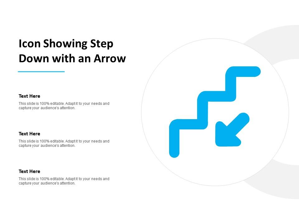 Icon showing step down with an arrow Slide01
