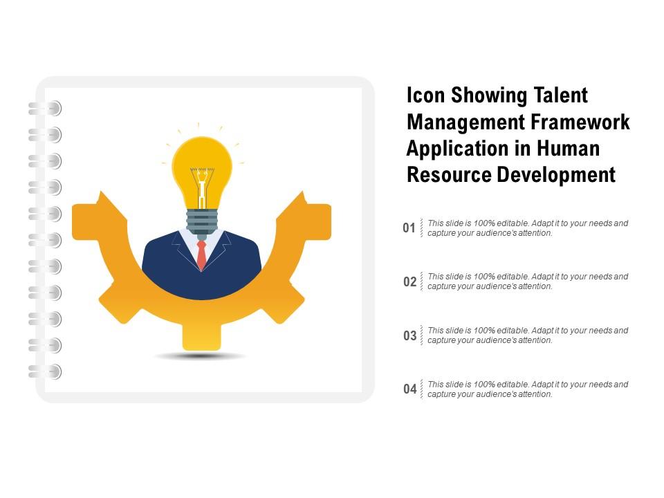 Icon showing talent management framework application in human resource development Slide01